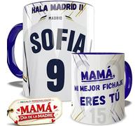 EL DETALLITO Taza Madrid Personalizada Fútbol Nombre Número Y Dedicatoria, Regalo Dia Del Padre Original Amigo Invisible Cumpleaños Para Aficionados De Equipos Apta Microondas Té Café Desayuno