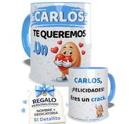 El Detallito & Tú Taza Personalizada con Nombre Y Dedicatoria Regalo Gracioso para Padre, Amigo o Profesor Cerámica 350 ml Diseño Divertido y Original (Huevo)