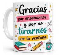 El Detallito & Tú Taza Personalizada Para Profesores Regalo Fin De Curso Recuerdo Emotivo Para Maestros Detalle De Alumnos Y Padres Cerámica Cafe (GRACIAS POR ENSEÑARNOS Y NO TIRARNOS POR LA VENTANA)