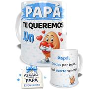 El Detallito & Tú Taza Regalo Papá Divertida Emocional Día del Padre Cumpleaños Navidad Aniversario Hombre Te Queremos Un Huevo Cerámica 350ml Microondas Lavavajillas