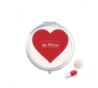 El día de San Valentín blanco ser mío Travel bolsillo píldora caso medicina dispensador espejo regalo caja de almacenamiento