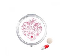 El dia de San Valentin corazon rojo en forma de angel Travel bolsillo píldora caso medicina dispensador espejo regalo caja de almacenamiento