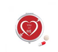 El día de San Valentín, rojo, blanco, tú y yo Travel bolsillo píldora caso medicina dispensador espejo regalo caja de almacenamiento