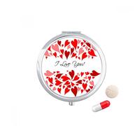 El dia de San Valentin te amo Rojo Travel bolsillo píldora caso medicina dispensador espejo regalo caja de almacenamiento