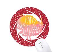 El Dia de Thanksgiving Turkey Acuarela Patron Wheel Mouse Pad de Goma roja Redonda