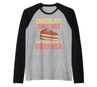 El Día Del Pastel De Chocolate Siempre Es Una Buena Idea Pastelería Panadería Camiseta Manga Raglan