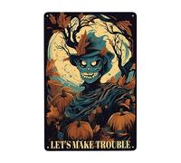 El Diablo Causa Problemas En Halloween, Seamos Locos Juntos Metal Cartel Divertida Pintura De Hojalata Placa Decoración Letrero De Estaño para Cerveza Taller Jardín