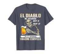 el Diablo me susurró voy a por ti yo le susurré tráeme Camiseta, Hombre, Azul Jaspeado, L
