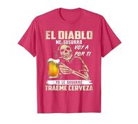 el Diablo me susurró voy a por ti yo le susurré tráeme Camiseta, Hombre, Rojo Jaspeado, L