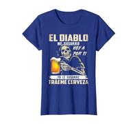 el Diablo me susurró voy a por ti yo le susurré tráeme Camiseta, Mujer, Azul Real, 3XL