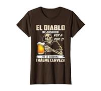 el Diablo me susurró voy a por ti yo le susurré tráeme Camiseta, Mujer, Marrón, XL