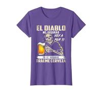 el Diablo me susurró voy a por ti yo le susurré tráeme Camiseta, Mujer, Morado Jaspeado, XS