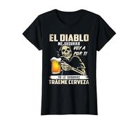 el Diablo me susurró voy a por ti yo le susurré tráeme Camiseta, Mujer, Negro, L