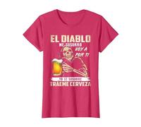 el Diablo me susurró voy a por ti yo le susurré tráeme Camiseta, Mujer, Rojo Jaspeado, XXL