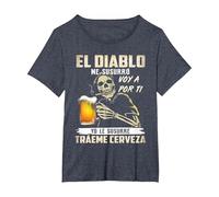 el Diablo me susurró voy a por ti yo le susurré tráeme Camiseta, Mujer Tallas Grandes, Azul Jaspeado, 2XL Grande