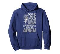 El Diablo me VIO con la Cabeza Abajo hasta Que Dije Amen Veterano Sudadera con Capucha, Unisex para Adultos, Azul Marino, XXL