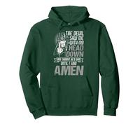 El Diablo me VIO con la Cabeza Abajo hasta Que Dije Amen Veterano Sudadera con Capucha, Unisex para Adultos, Verde Bosque, M