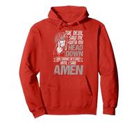 El Diablo me VIO con la Cabeza Abajo hasta Que Dije Amen Veterano Sudadera con Capucha, Unisex para Adultos, Rojo, M