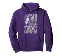 El Diablo me VIO con la Cabeza Abajo hasta Que Dije Amen Veterano Sudadera con Capucha, Unisex para Adultos, Morado, XL