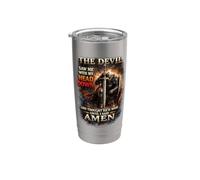 El diablo me vio con la cabeza pensó que había ganado hasta que dije Amén Vaso térmico de acero inoxidable de doble pared