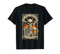 El Diablo susurró trae un Poco de Cerveza con Cuernos de Tarot Esqueleto Camiseta