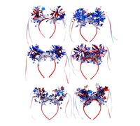 El diadema del 4 de julio, las mujeres de la diadema patriótica | 6x 4 de julio Banda para el cabello,Decoraciones de favores, diademas patrióticos de diseño clásico para el Día de los Caídos, Día del