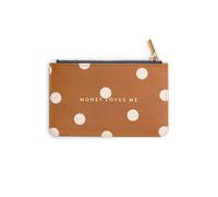 El Dinero me ama. Tarjetero Monedero Charuca, Cremallera, Tarjeta, tu Estilo en Tus Manos. (Canela)
