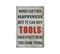 El Dinero No Compra La Felicidad, Pero Sí Las Herramientas. Letrero De Lata Decoración Cartel De Chapa Impermeable Cartel De Metal para Cocina Baño Balcón 20X30Cm