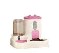 El dispensador combina Comida y Agua en uno, Presenta un Bonito diseño de Gato(Pink)