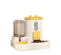 El dispensador combina Comida y Agua en uno, Presenta un Bonito diseño de Gato(Yellow)
