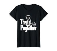 El Divertido diseño de Perro Pugfather para papás Carlino Que aman a los Perros. Camiseta gráfica económica, Mujer, Negro, S