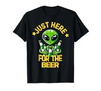 El Divertido Equipo de Disfraces de Halloween de Alien Just Here For Beer Green Camiseta