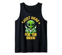 El Divertido Equipo de Disfraces de Halloween de Alien Just Here For Beer Green Camiseta sin Mangas