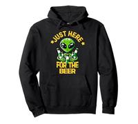 El Divertido Equipo de Disfraces de Halloween de Alien Just Here For Beer Green Sudadera con Capucha