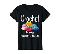 El Divertido Ganchillo es mi colección de Lana Materna con Humor Deportivo Favorito Camiseta gráfica económica, Mujer, Negro, S