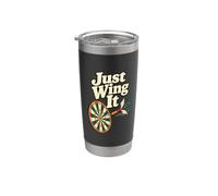 El divertido jugador de dardos de Just Wing It Bullseye Vaso térmico de acero inoxidable de doble pared