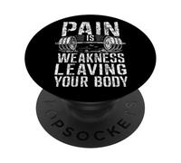 El Dolor es Debilidad dejando tu Cuerpo Motivación Gimnasio Entrenamiento PopSockets PopGrip Adhesivo