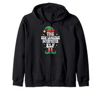 El Duende intérprete de lenguaje de señas Divertido Juego de Navidad Sudadera con Capucha