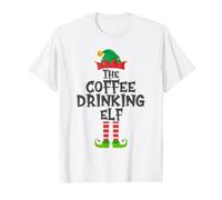 El Elfo Que Bebe el café - Grupo Familiar a Juego de Navidad Camiseta gráfica económica