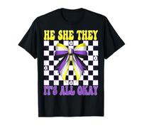 Él, ella, ellos, todo está bien, bandera no binaria, orgullo, chica LGBTQ Camiseta