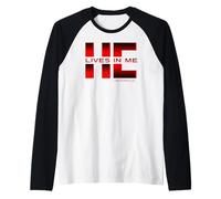 Él en mí versículo bíblico GAL. 2:20 Jesús en mí fe Cristiana Camiseta Manga Raglan