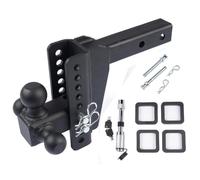 El enganche de remolque negro de tres bolas se adapta al receptor de 2 pulgadas, elevación de caída de 8 pulgadas, 18500 libras