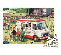 El enjambre de Abejas Visita el Carro de Helados Puzzle De Madera Impermeable DIY Puzzles De 1000 Piezas Regalos para Adultos Divertido Rompecabezas Decoración del Hogar