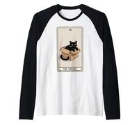 El Ermitaño Tarot Tarjeta Gato En Caja Místico Divertido Gato Camiseta Manga Raglan