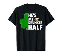 Él es mi Borracho Medio Pareja a Juego Novia Mardi Gras Camiseta