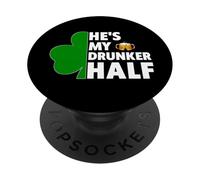 Él es mi Borracho Medio Pareja a Juego Novia Mardi Gras PopSockets PopGrip Adhesivo