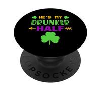 Él es mi Borracho Mitad Pareja Pareja Novia Mardi Gras PopSockets PopGrip Adhesivo