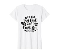 Él es mi Dios y yo confío en él versículo Cristiano de la Biblia Camiseta gráfica económica, Mujer, Blanco, XL