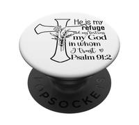 Él es mi refugio Salmo 91:2 Cruz PopSockets PopGrip Adhesivo
