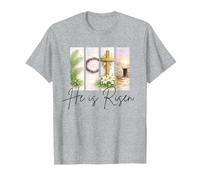 Él es Resucitado Cristiano Pascua Jesucristo Tumba Vacía Cruz Camiseta